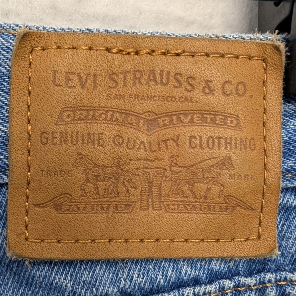 Levi's Premium Wedgie Straight Jeans Womens 26 Blue Distressed High Rise - Picture 7 of 16